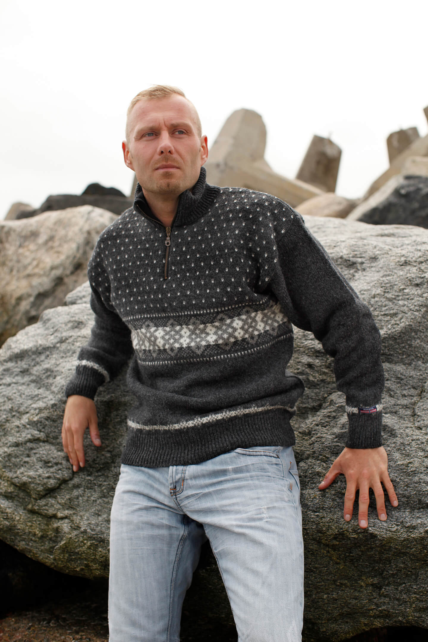 Knitted Norwool Jumper of pure new wool of scandinavian design.